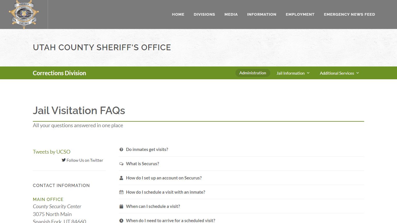 Utah County Sheriff's Office Jail Visitation FAQs